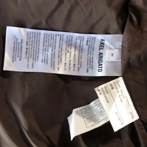 New Axel Arigato Woman’s Observer Brown PreprocessedDown Puffer Jacket Size XS